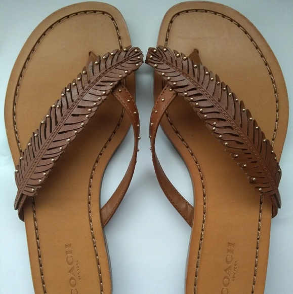 Coach Deni Feather Embellished Flat Sandals Sz5 - Picture 8 of 8